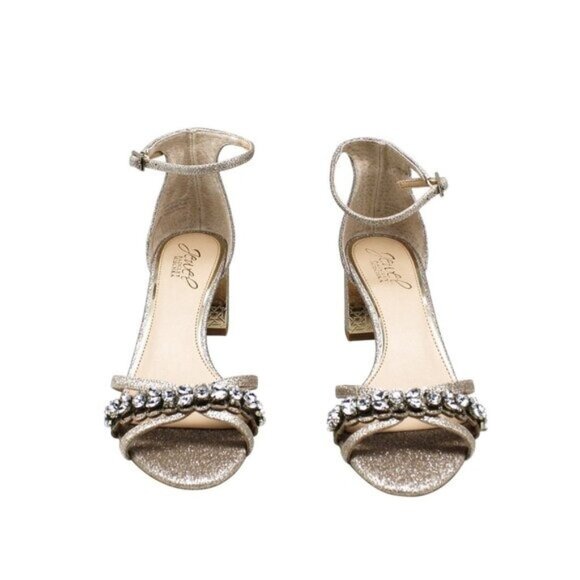 Jewel Badgley Mischka Women's Giona Block Heel Evening Sandals - Gold Glitter - Picture 6 of 8